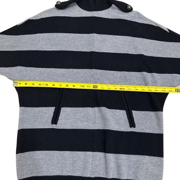 Tory Burch Merino Wool Knit Tunic Sweater Dress SZ XSmall Black Grey Stripes EUC - Picture 8 of 9
